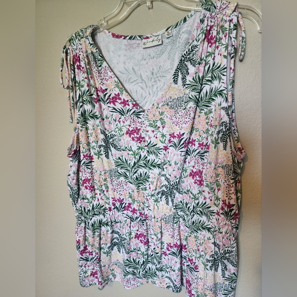 Womens Wonderly Tie Shoulder Floral Sleeveless Top